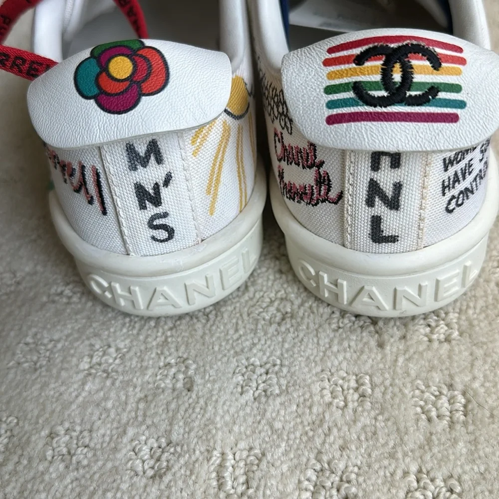 Chanel Pharrell Canvas Capsule Sneakers White Graffiti